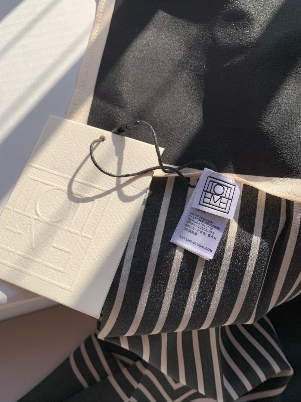 Toteme Black and Cream Geometric Silk Scarf - Picture 5 of 6